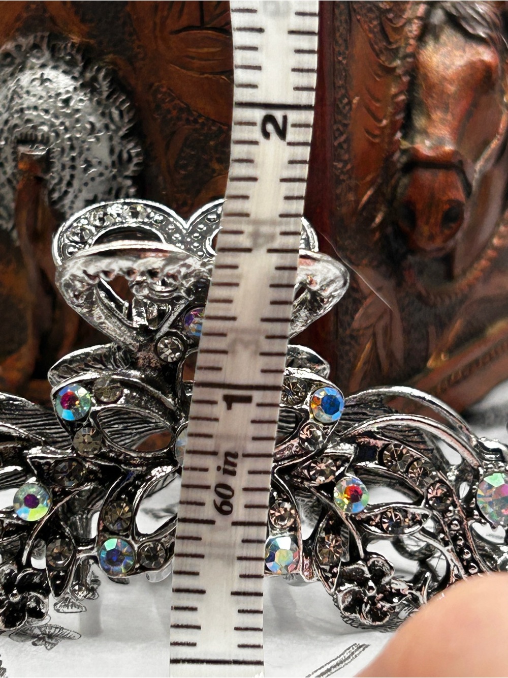 Silver Metal Hair Clip - Iridescent Accents - Picture 8 of 8